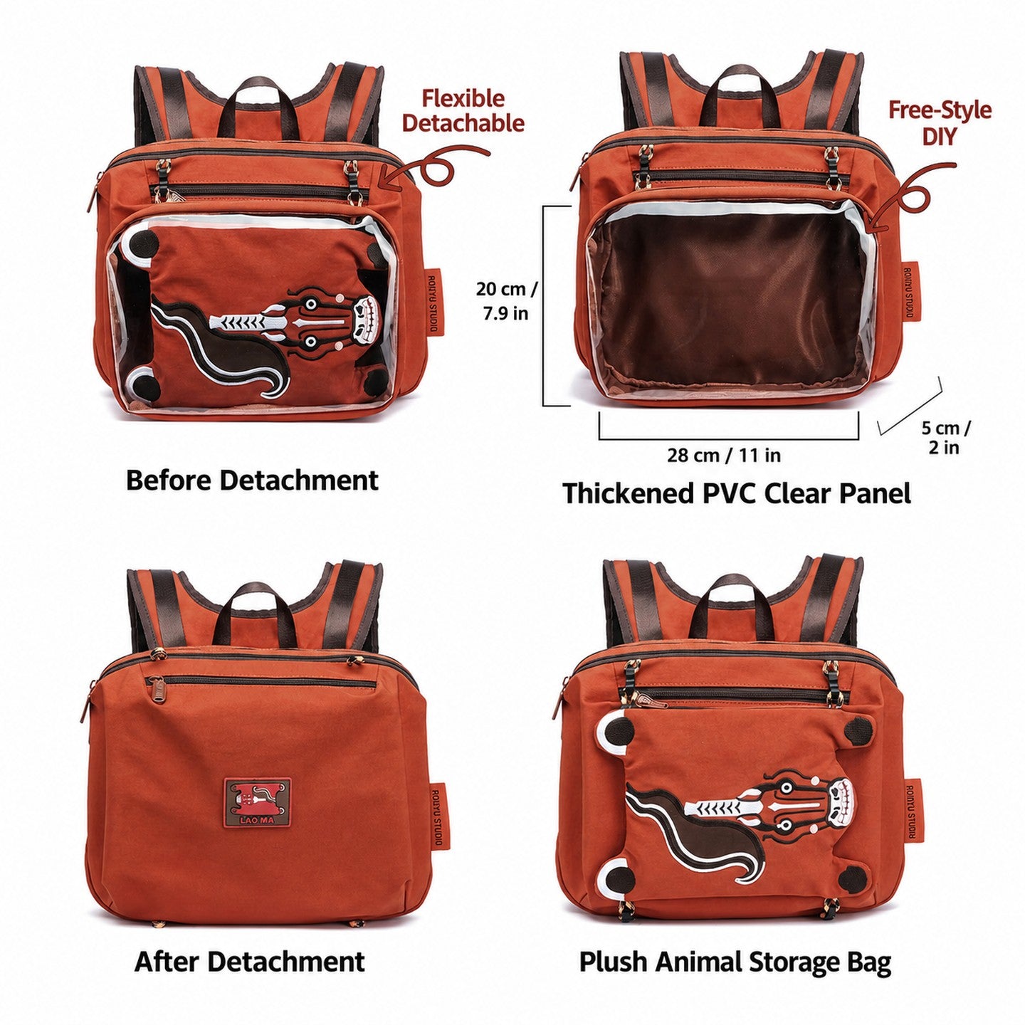 RUOYU STUDIO Cute Animal Mini Backpack for Daily Carry